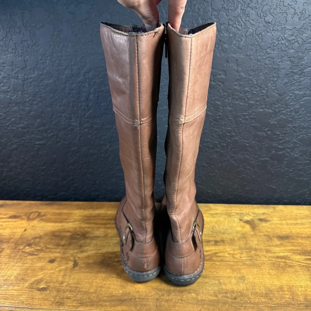 Born Felicia D85206 Brown Leather Knee High Zip Boots Womens Size 7M
